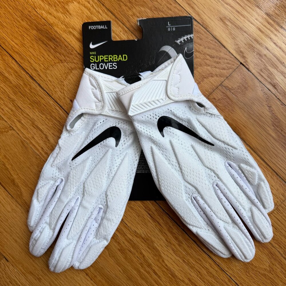 Nike PGF873-102 Mens Large Superbad Football Gloves White